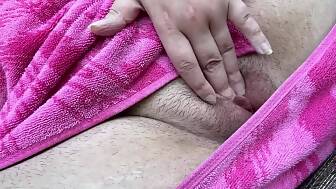 skinny masturbates pool